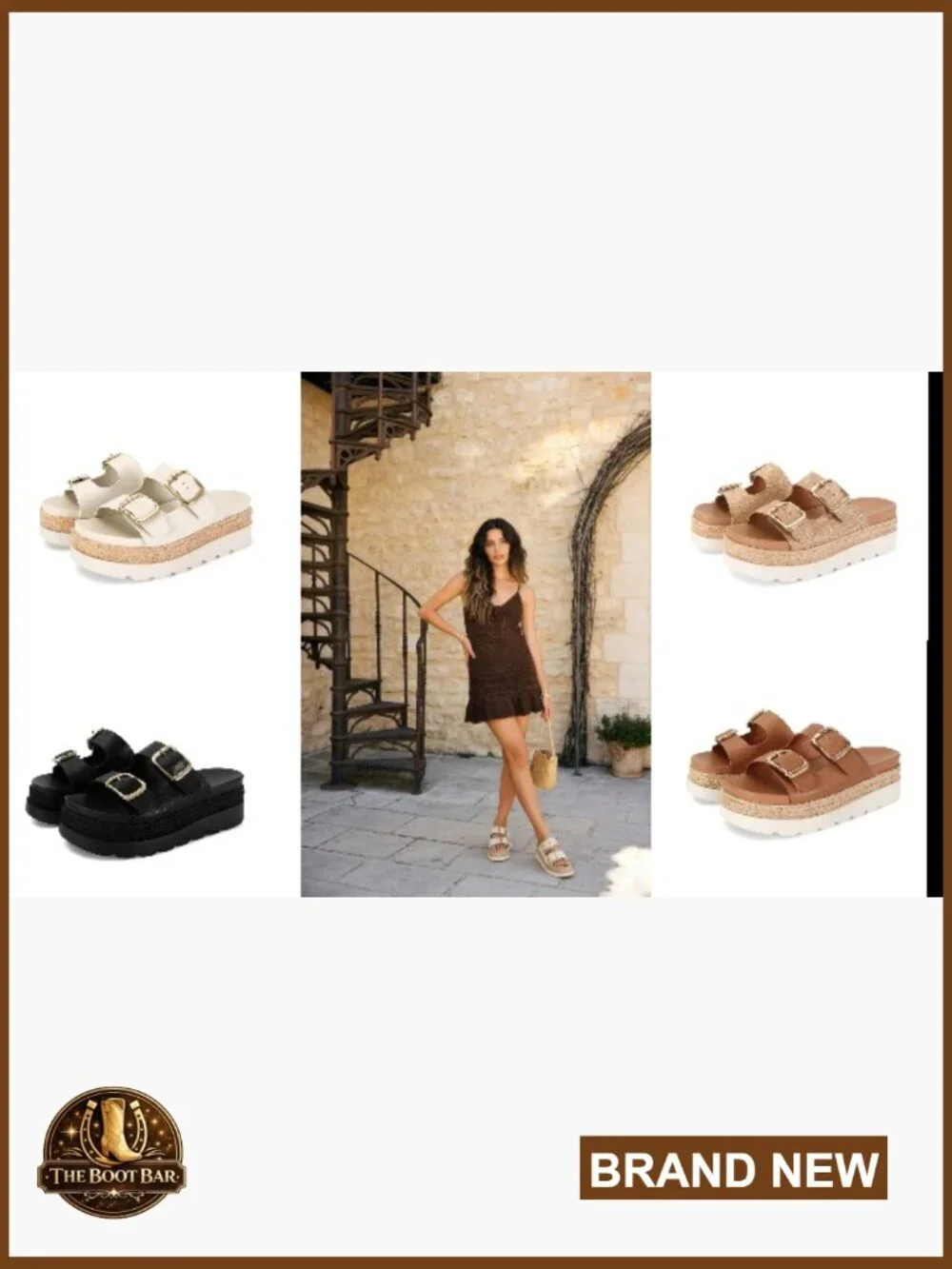 Women's Raffia Platform Slide Sandals 2-Inch Heel